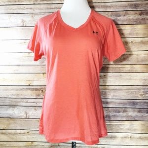 Under Armour Coral Orange V Neck Athletic Tee